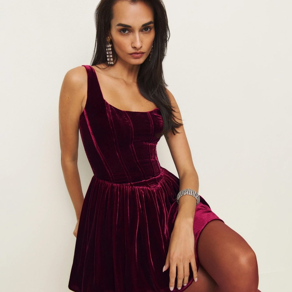Reformation Velvet Burgundy Dress